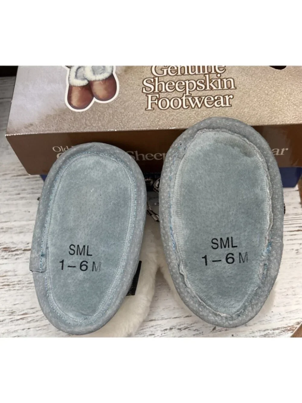 Sheepskin Moccasins Blue INFANT- Old Friend Footwear 1-6 Months Baby Shower Gift